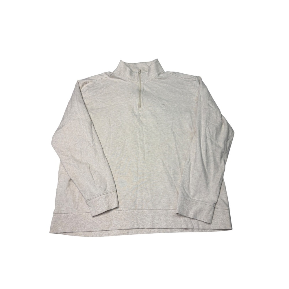 Southern Tide Skipjack Mens XXL Quarter Zip Pullover Oatmeal Heather Cotton